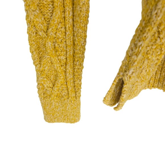 Banana Republic Cable-Knit Crewneck Sweater Marled Yellow Preppy Cheery Cotton M - Picture 5 of 16